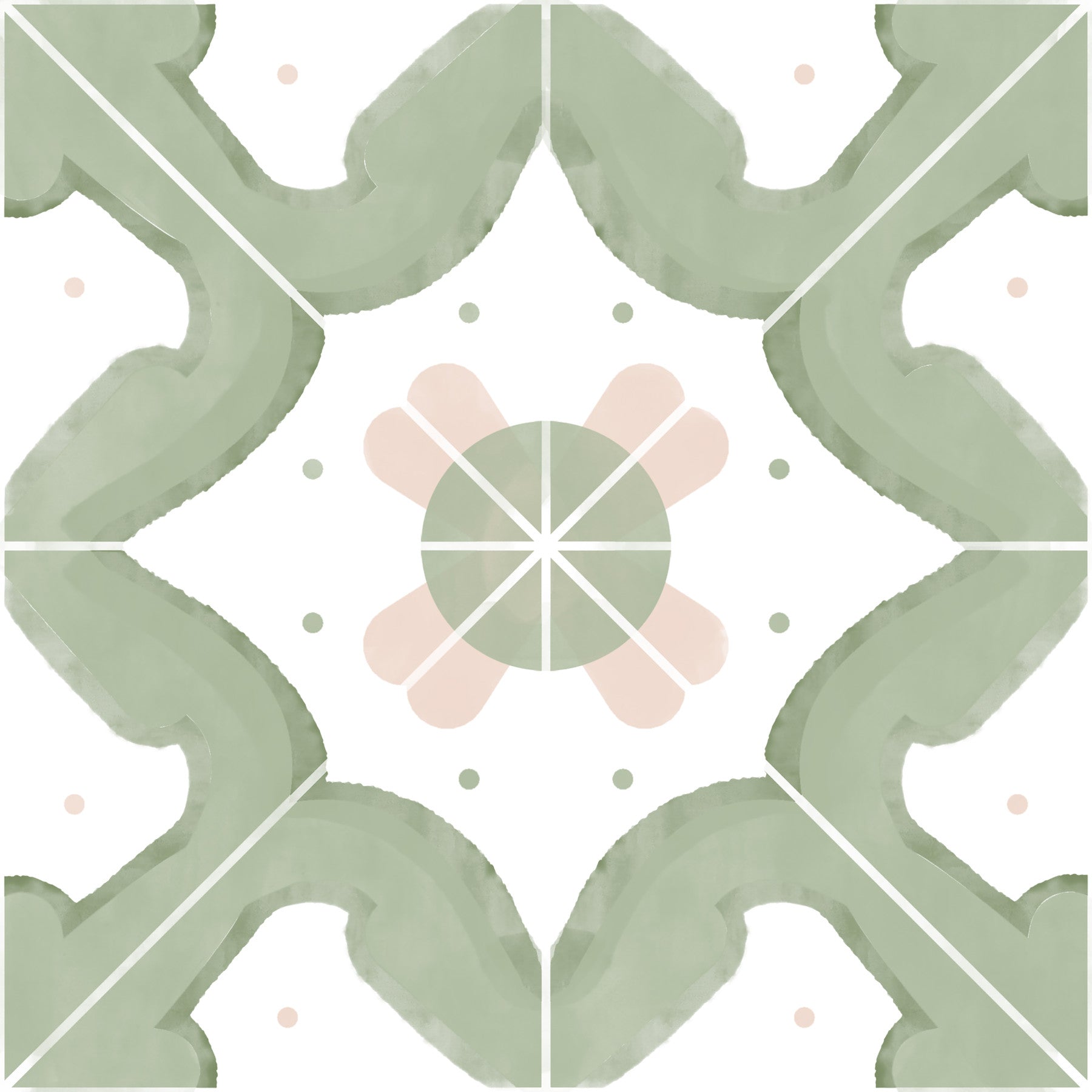 Classic Sage Kitchen Tiles Wallpaper⁠