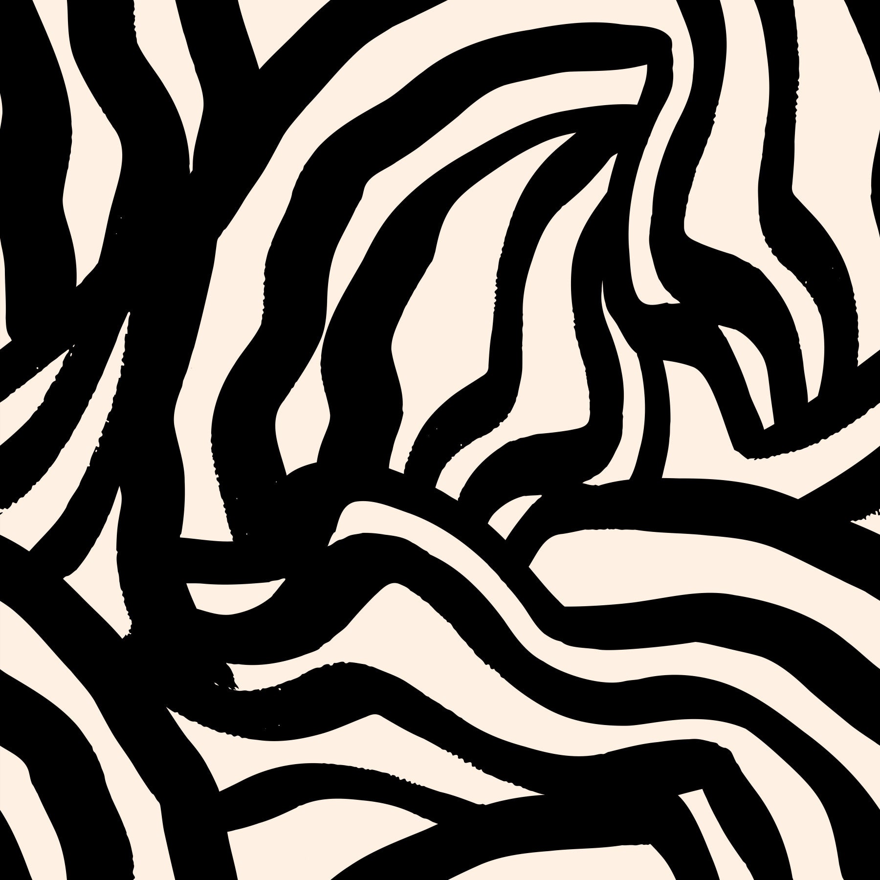Hand Painted Wavy Black Lines Wallpaper⁠