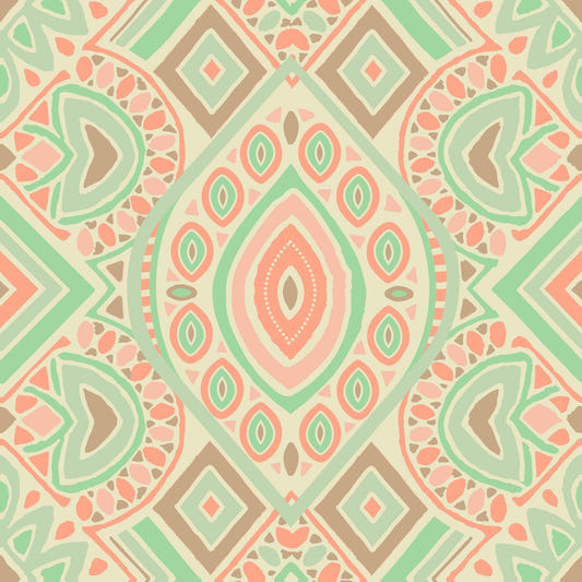 Boho Aztec Pattern Pastel Emerald Green  Wallpaper⁠