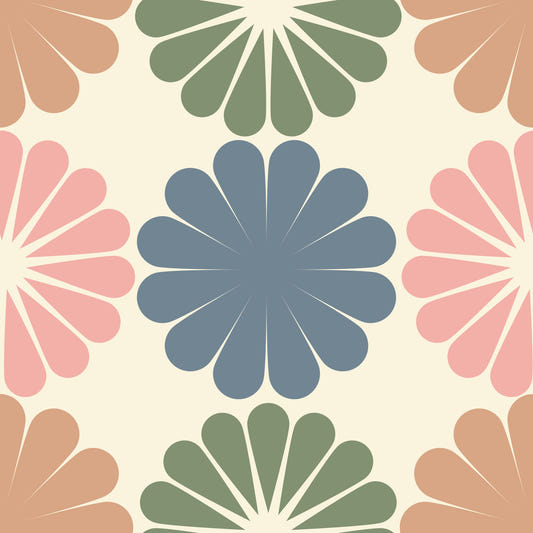 Pastel Geometric Flowers Wallpaper⁠