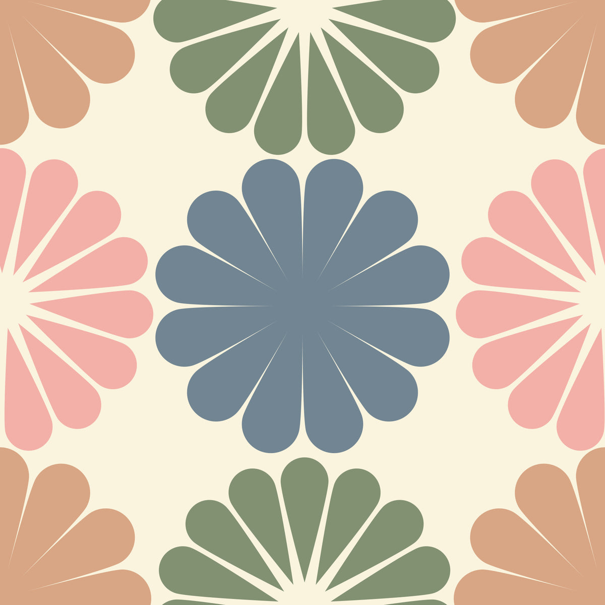 Pastel Geometric Flowers Wallpaper⁠ in your room — zoomed