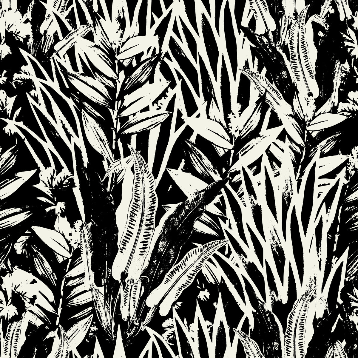 Monochrome Leaves Wallpaper⁠ in your room — zoomed