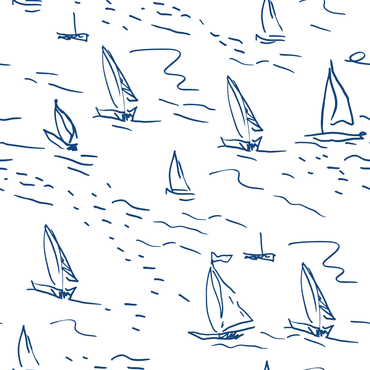 Sketched Sailboats Wallpaper⁠ in your room — zoomed