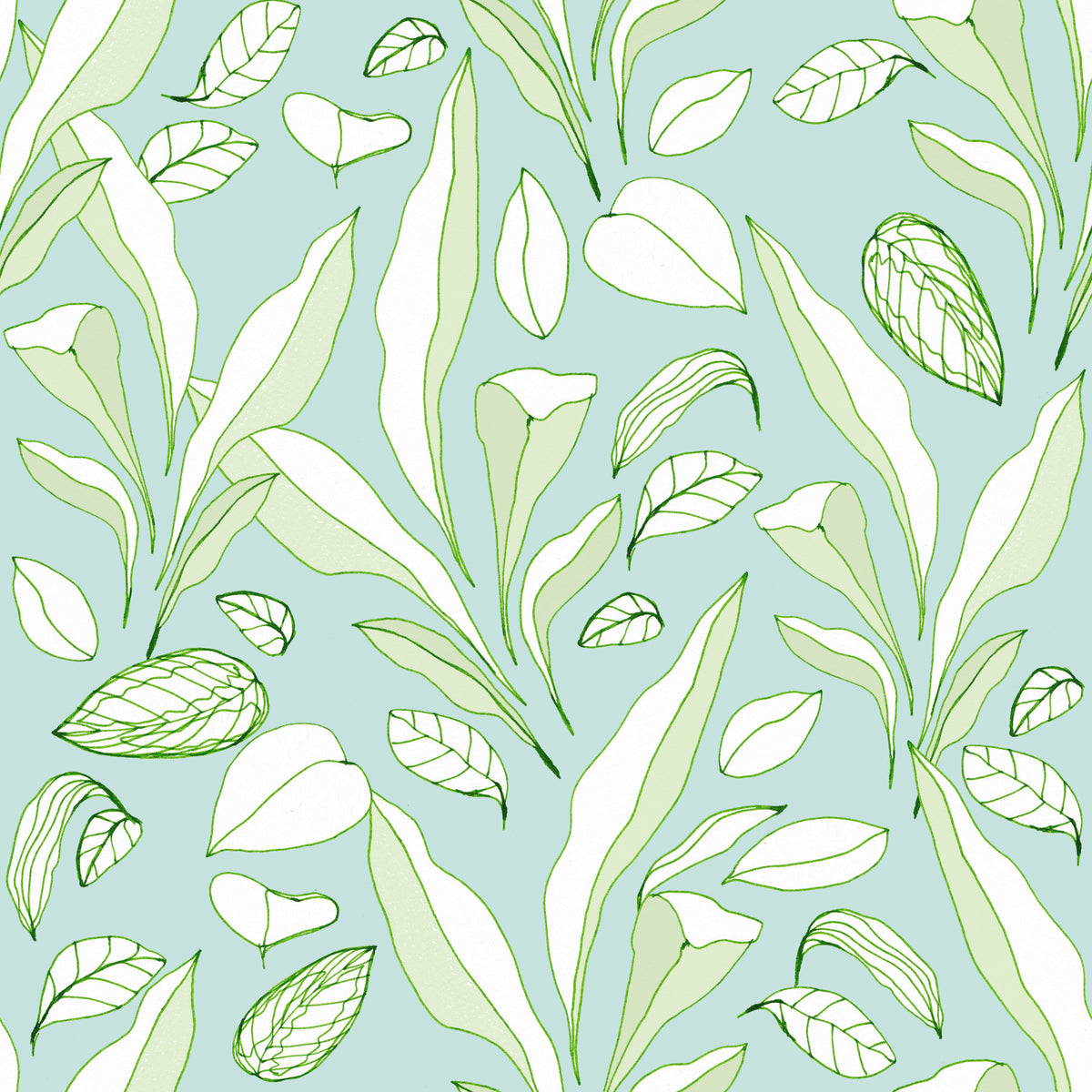 Hand Drawn Tropical Leaves Wallpaper⁠