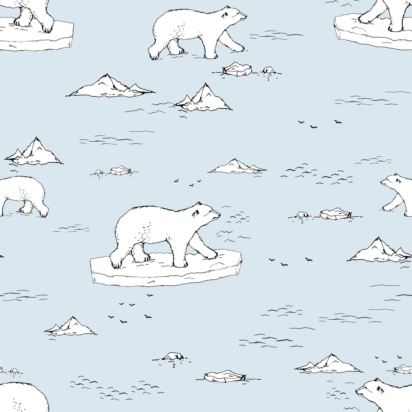 Hand-drawn Polar Bears Wallpaper⁠