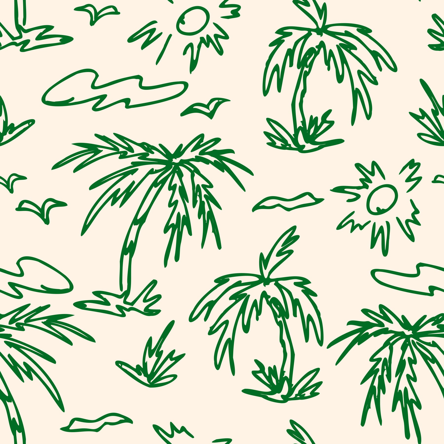 Hand Drawn Tropical Palms Wallpaper⁠