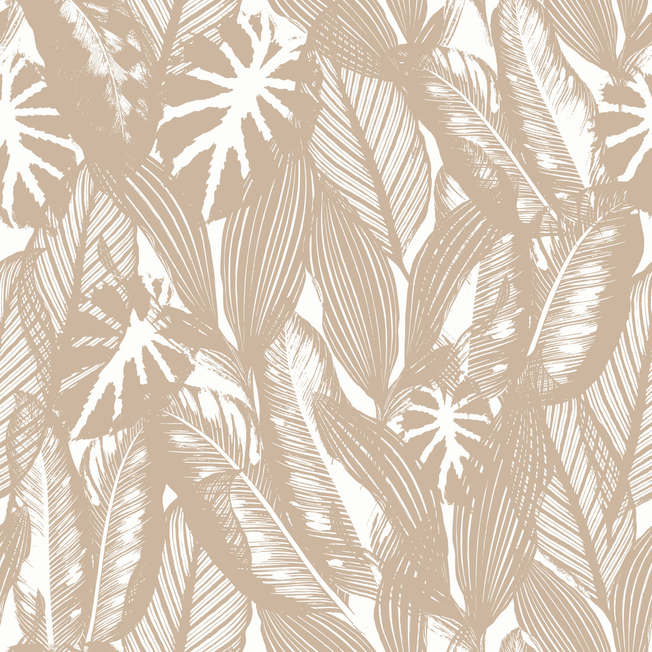 Creamy Tropical Leaves Wallpaper⁠
