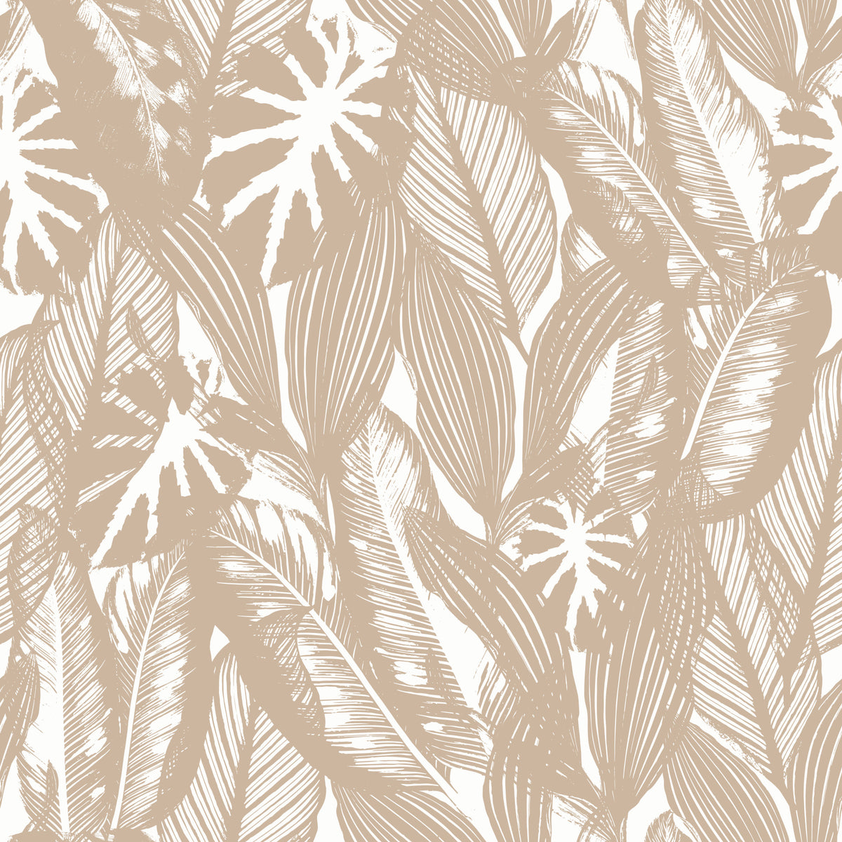 Creamy Tropical Leaves Wallpaper⁠