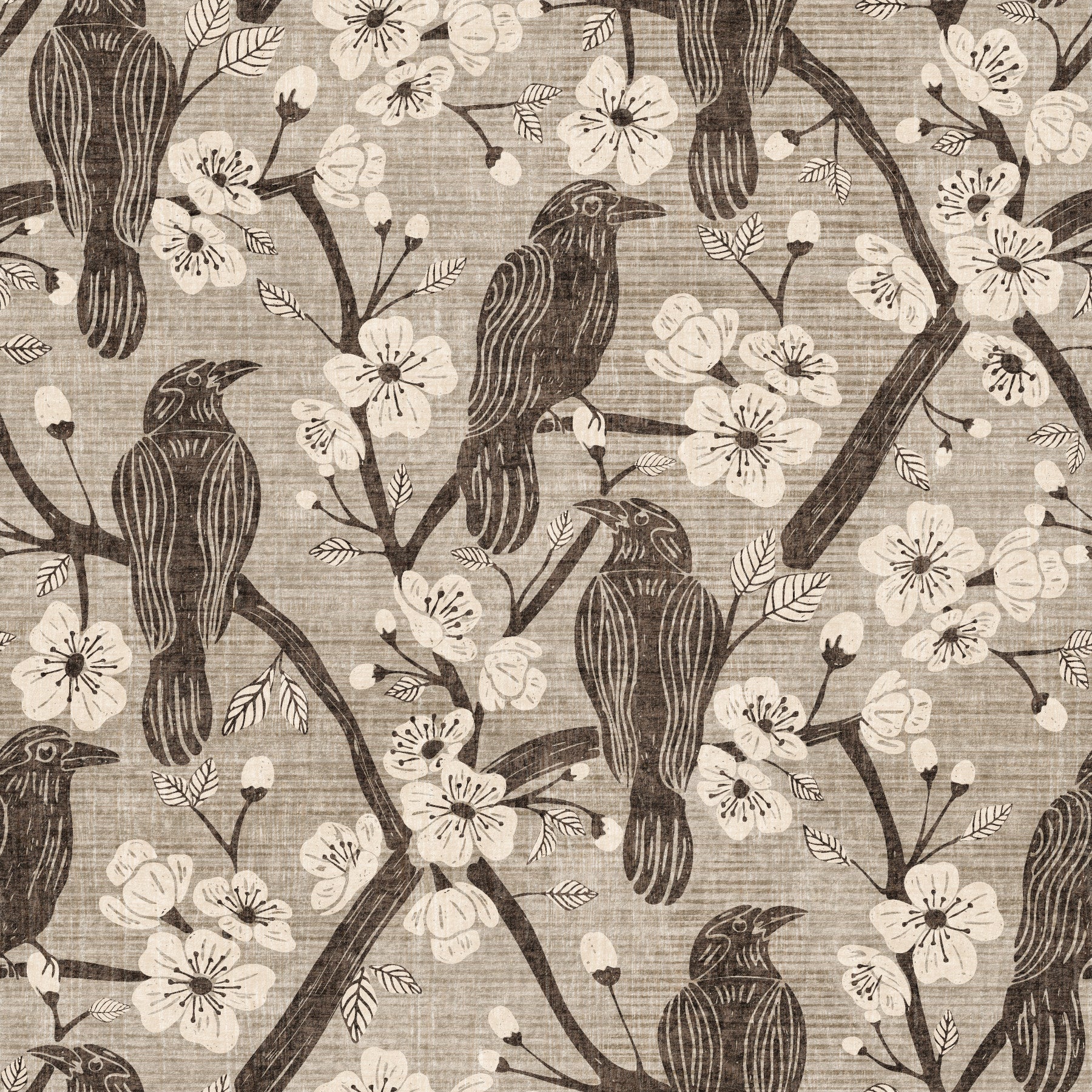 Bloom & Crows Taupe & Ivory Wallpaper⁠