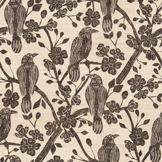 Blossom & Crow Charcoal & Cream Wallpaper⁠