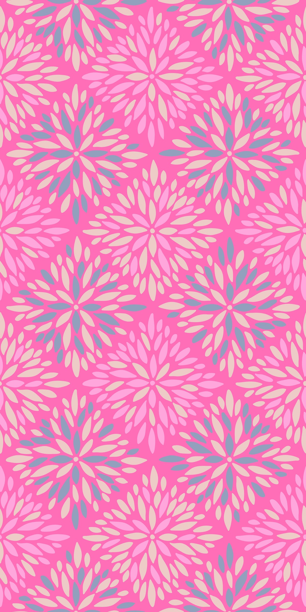 Dahlia Diamonds Bohemian Floral Damask Tiles Fuchsia Hot Pink Wallpaper⁠ in your room — zoomed
