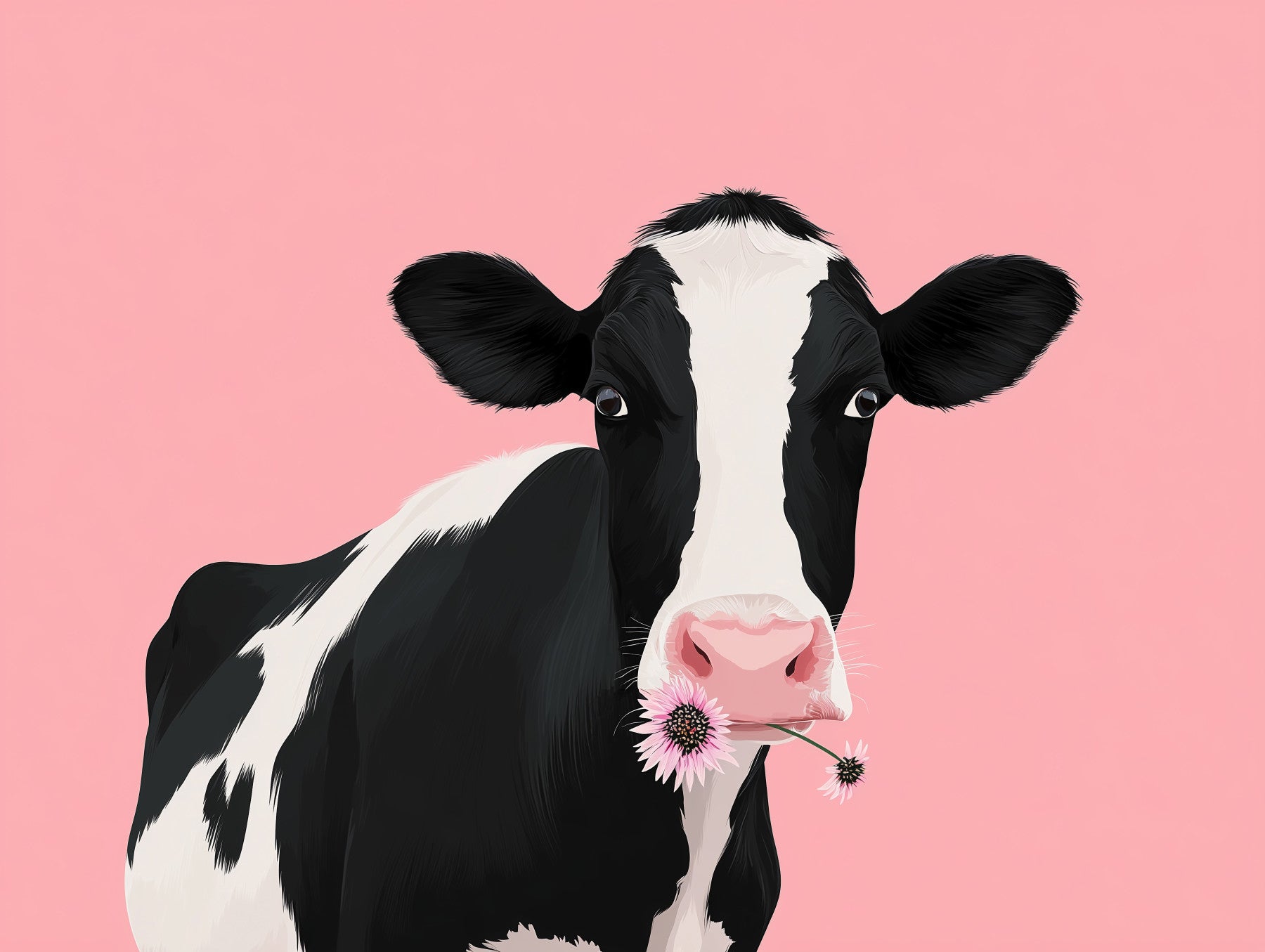 Cow with Blossom Charm Wall Mural
