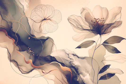 Dreamy Sage Garden Sepia  Wall Mural