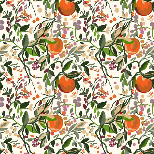 Botanical Orange Motif Wallpaper⁠