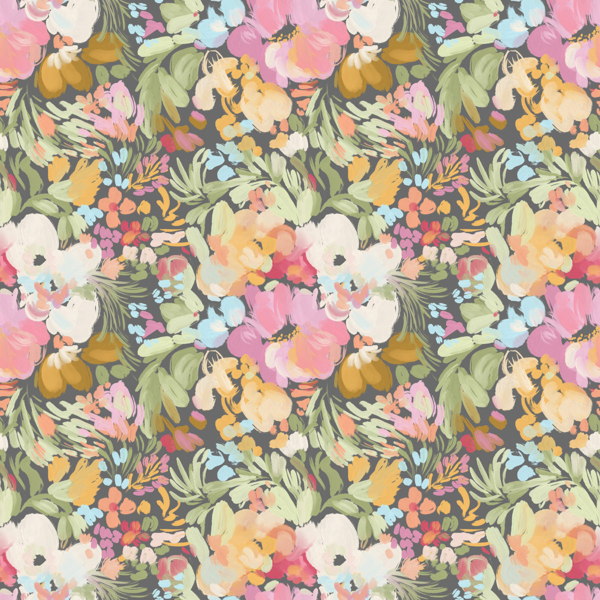 Spring Painterly Florals Wallpaper⁠ in your room — zoomed