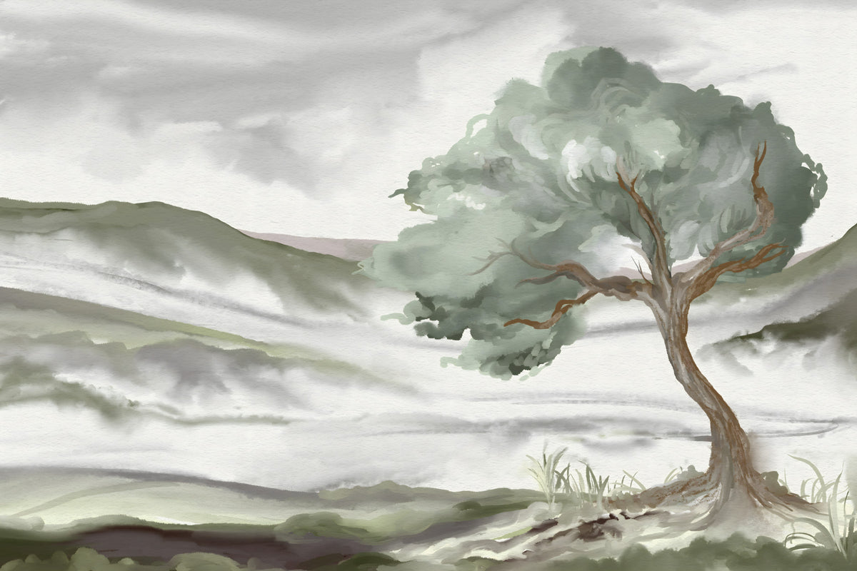 Misty Hills Wall Mural in your room — zoomed