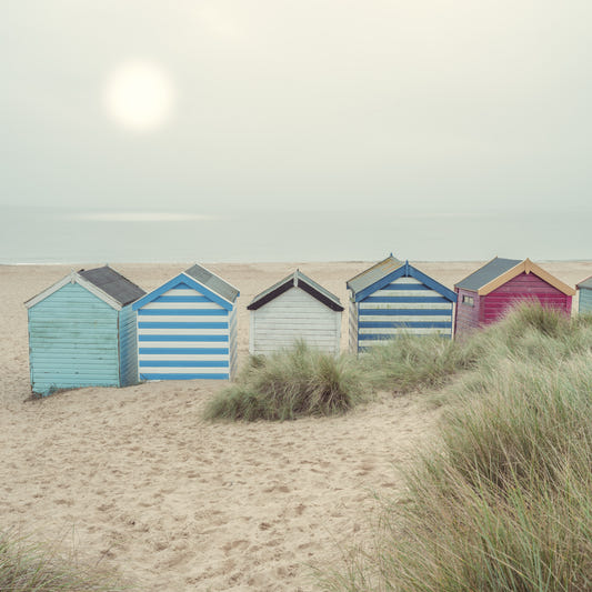 Row of Beach Huts Wall Mural