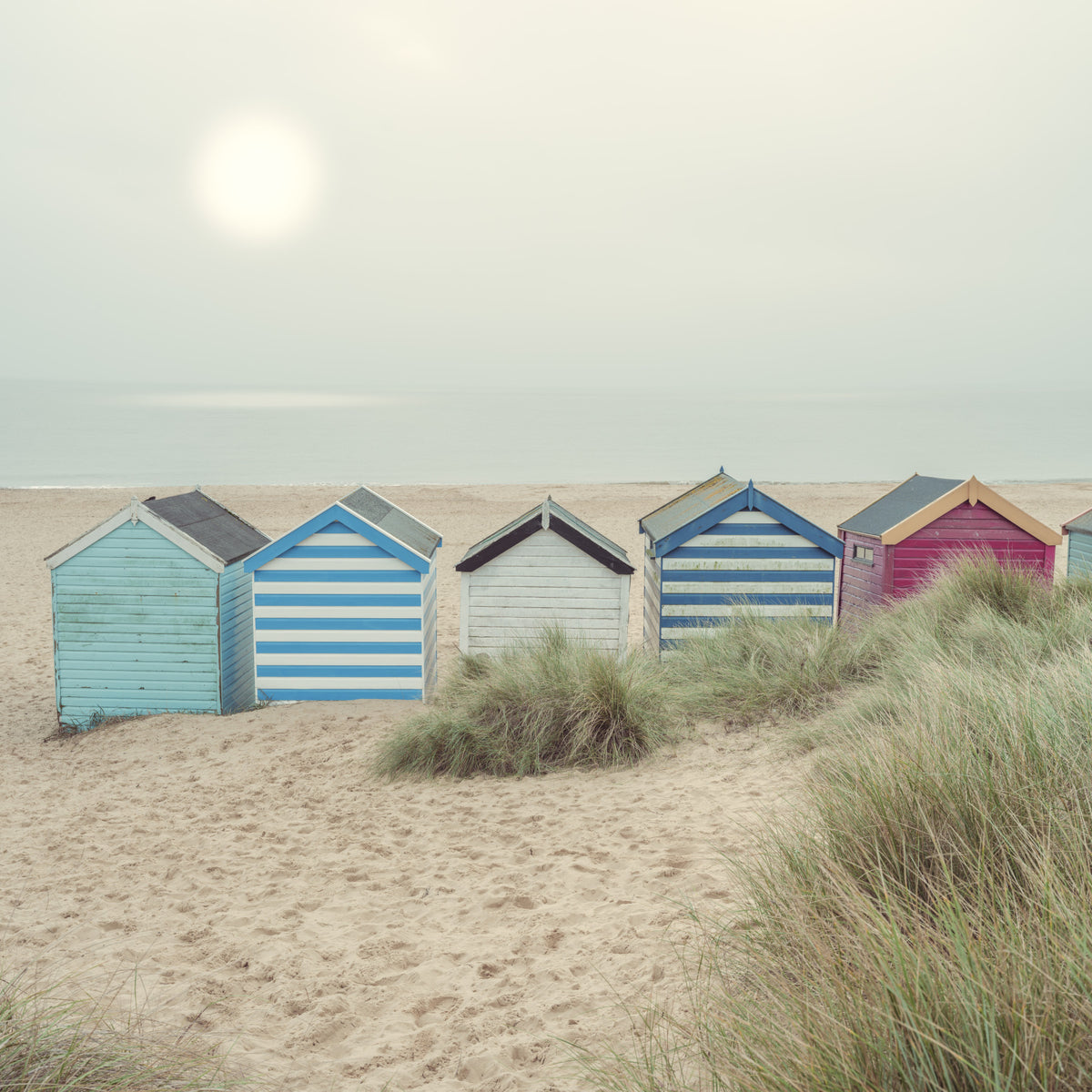 Row of Beach Huts Wall Mural in your room — zoomed