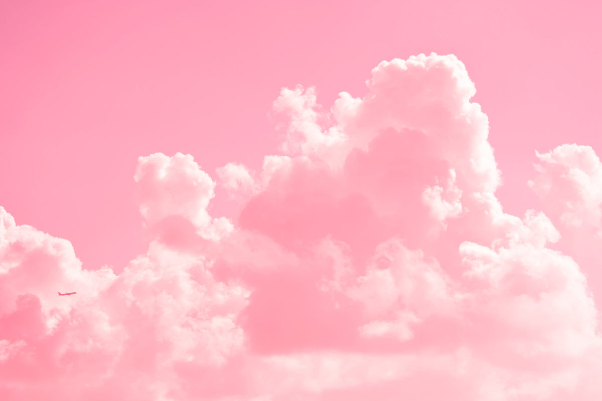Cloudy with a touch of Pink Wall Mural in your room — zoomed