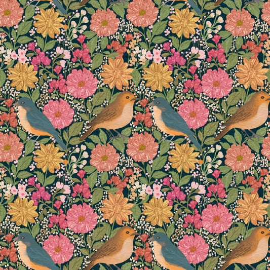 Floral Harmony Birds & Blooms Wallpaper⁠