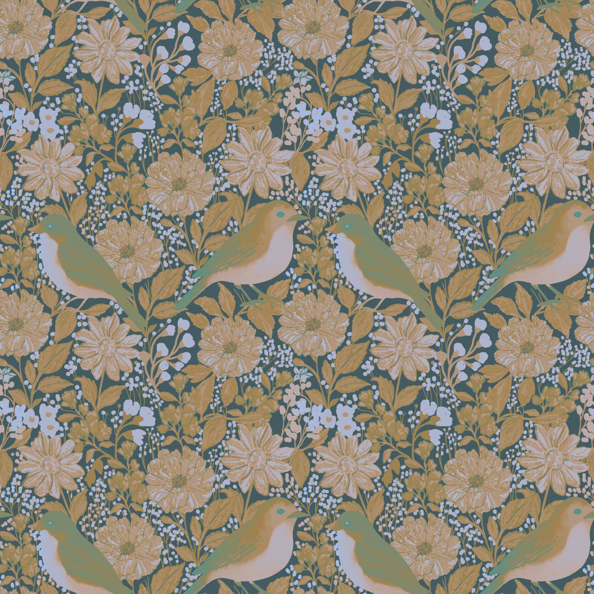 Bloom & Birds Serenity Wallpaper⁠
