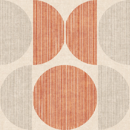 Bauhaus Orange Geometric Circle Boho & Retro  Wallpaper⁠