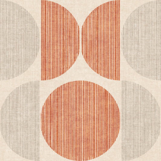 Bauhaus Orange Geometric Circle Boho & Retro  Wallpaper⁠