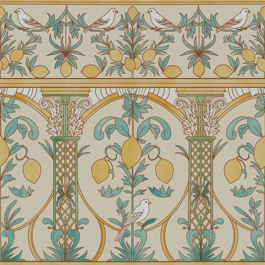 Italian Lemon Garden Mediterranean Elegance  Wallpaper⁠