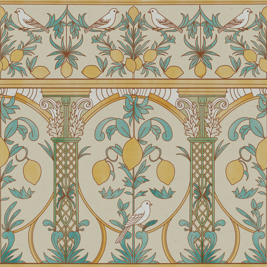Italian Lemon Garden Mediterranean Elegance  Wallpaper⁠