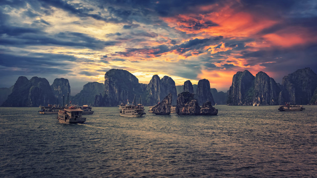 Halong Bay Sunset Wall Mural