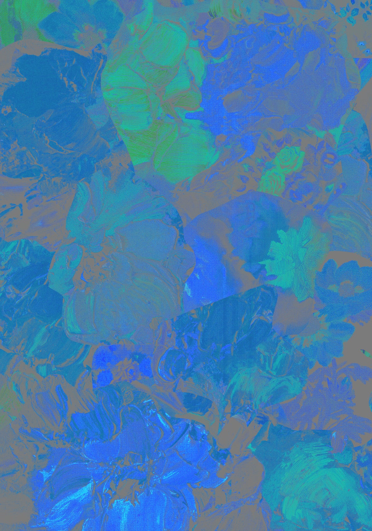 Azure Bloom Wall Mural in your room — zoomed