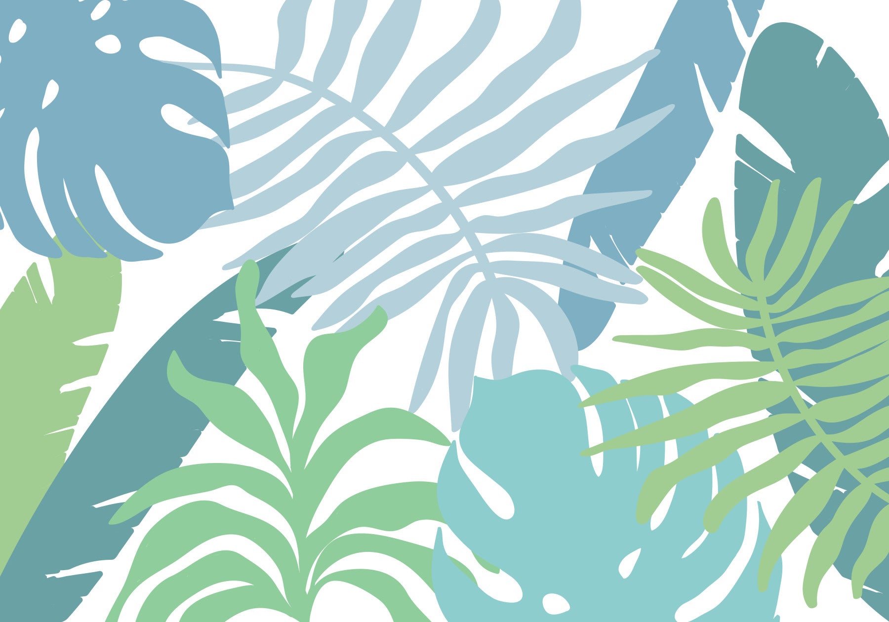 Leafy Blues Wall Mural