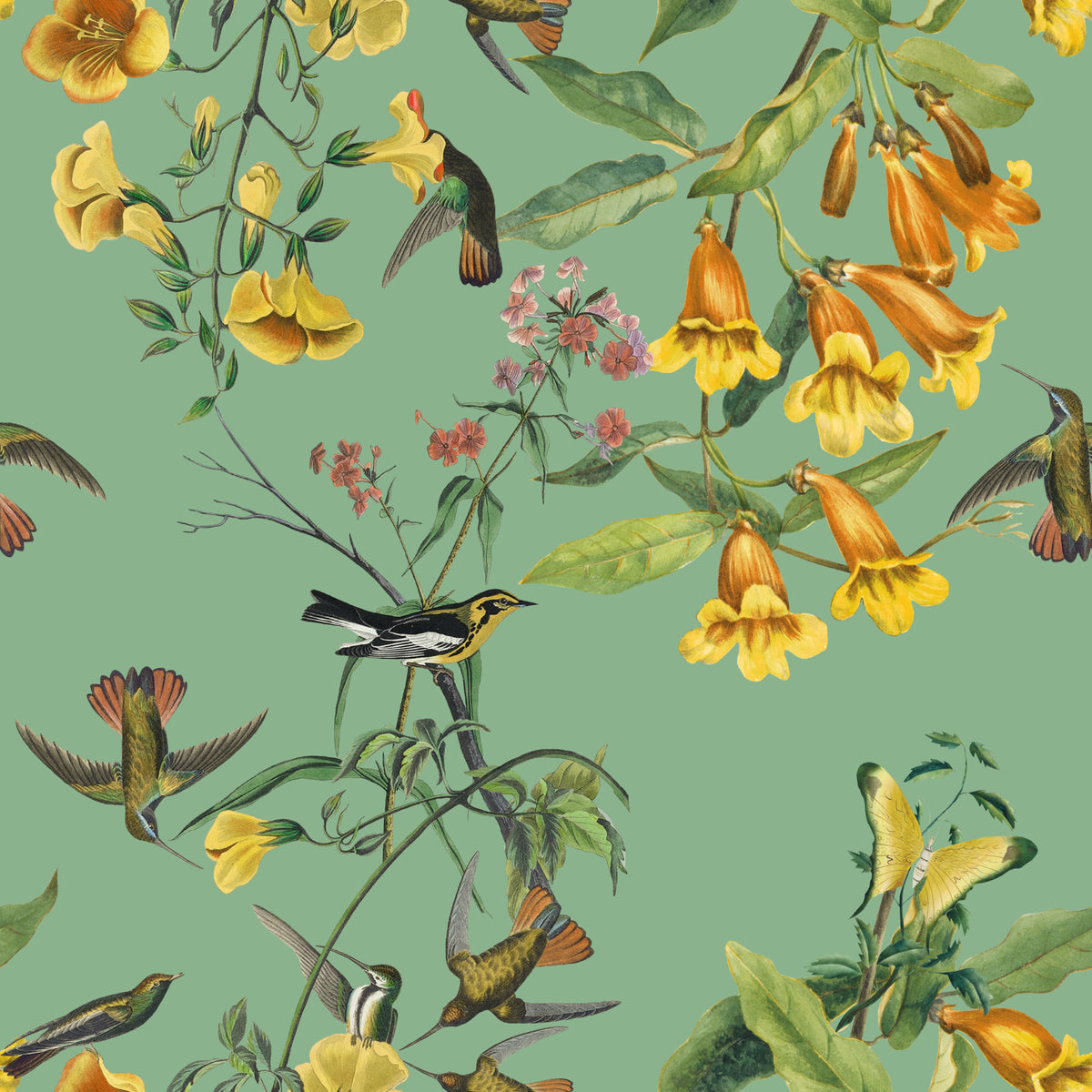 Botanical Flight Wallpaper⁠ in your room — zoomed