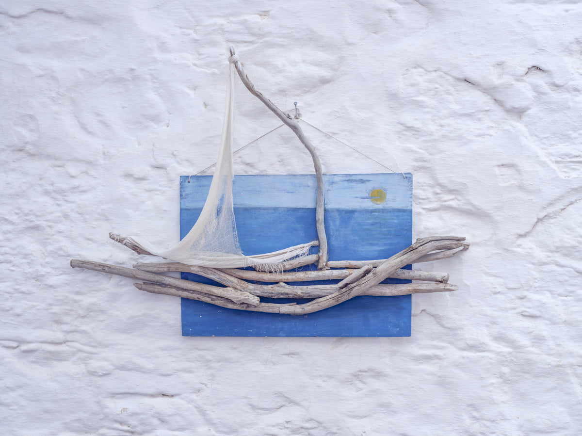 Handcrafted Driftwood Boat in your room — zoomed