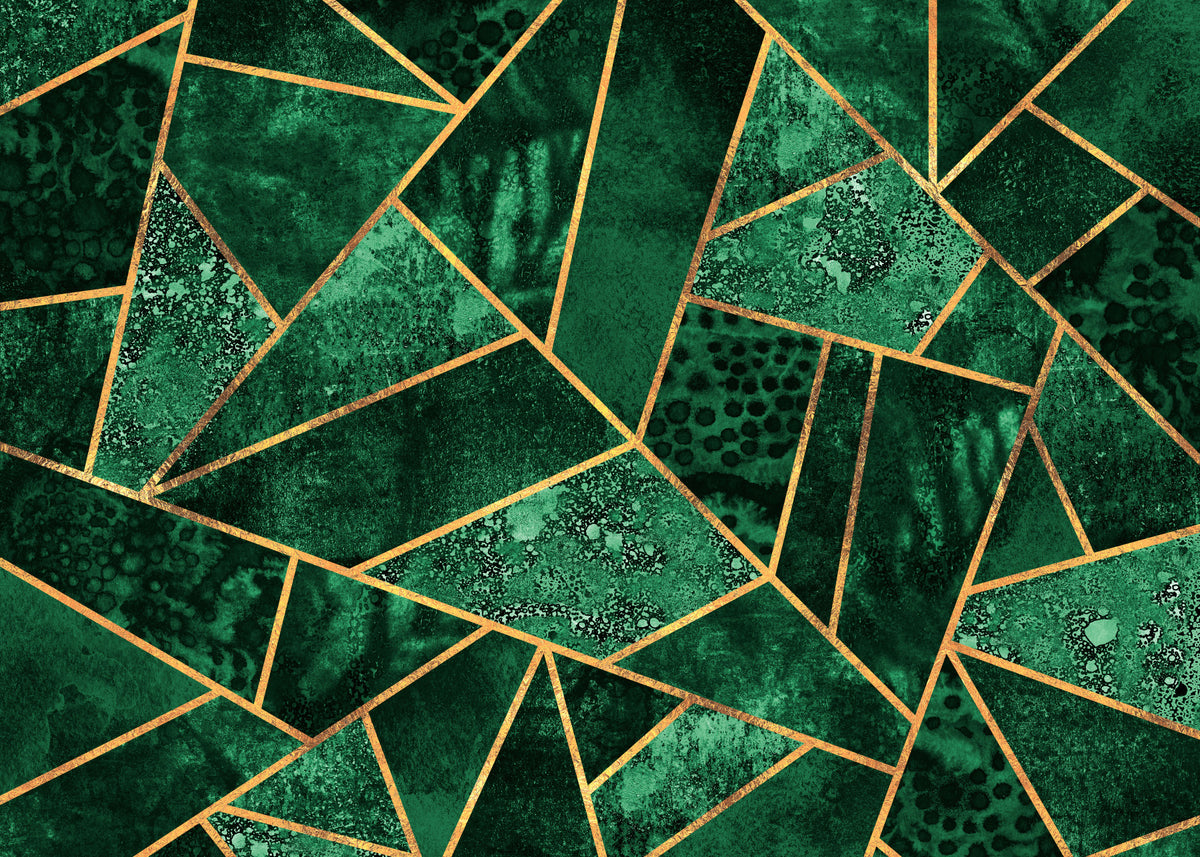 Gilded Geo Green Wall Mural - 2715971 in your room — zoomed