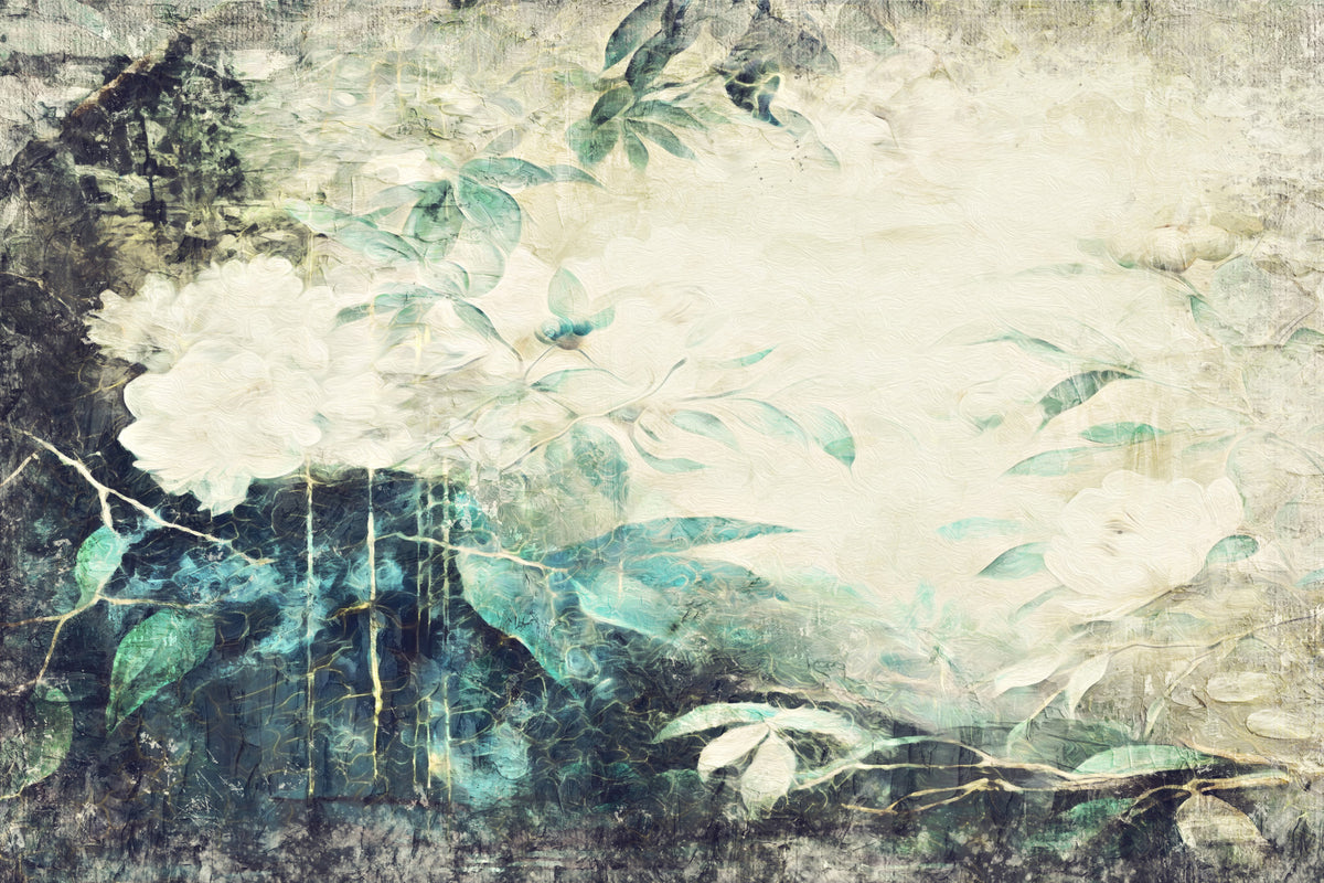 Bloom Echoes Distressed Floral Wall Mural -2530877