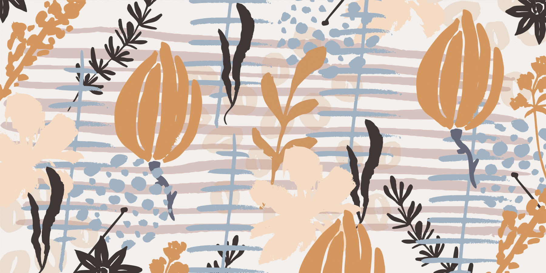 Flora Meets Stripes Wall Mural -2759446