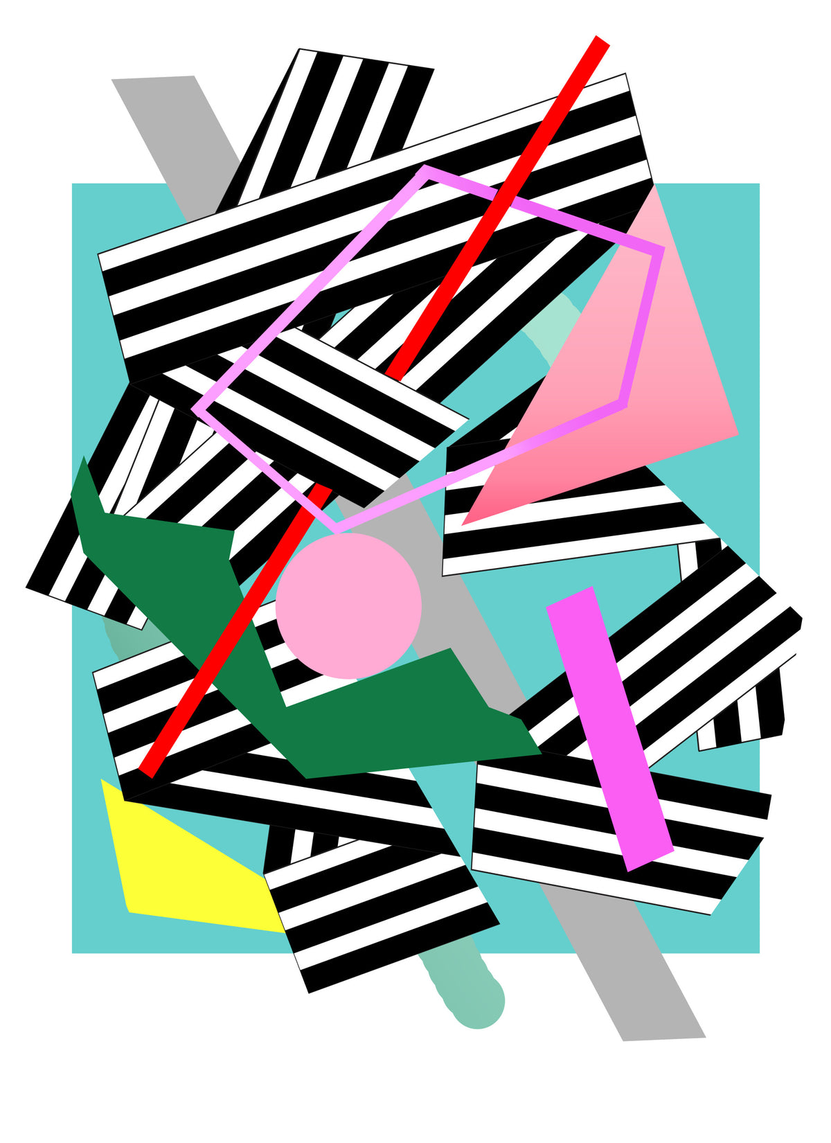 Stripped Chaos Wall Mural in your room — zoomed