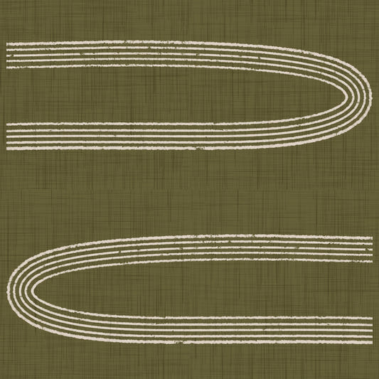 Retro Arch Lines - Soft Linen & Olive Mid Century Modern Wallpaper⁠