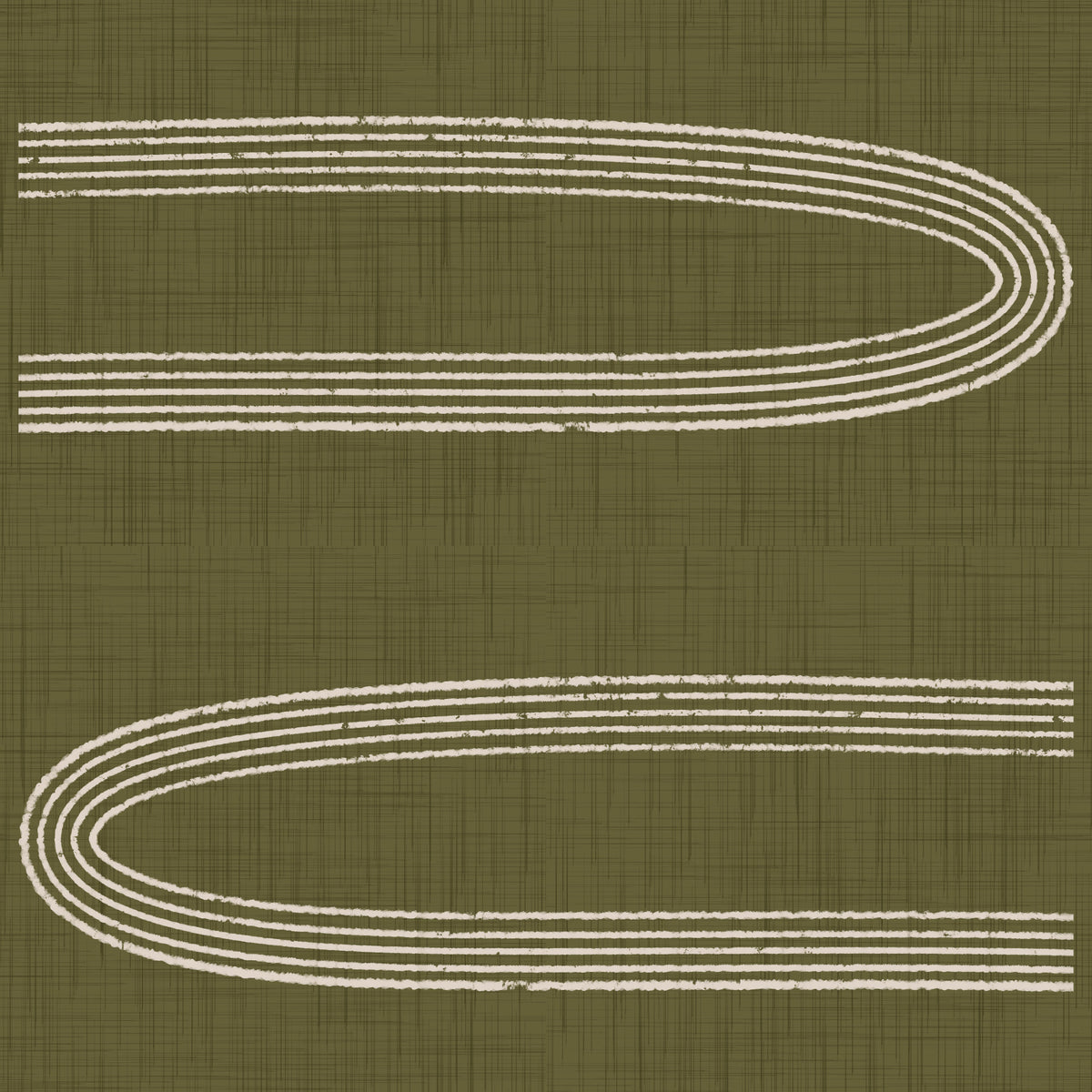 Retro Arch Lines - Soft Linen & Olive Mid Century Modern Wallpaper⁠