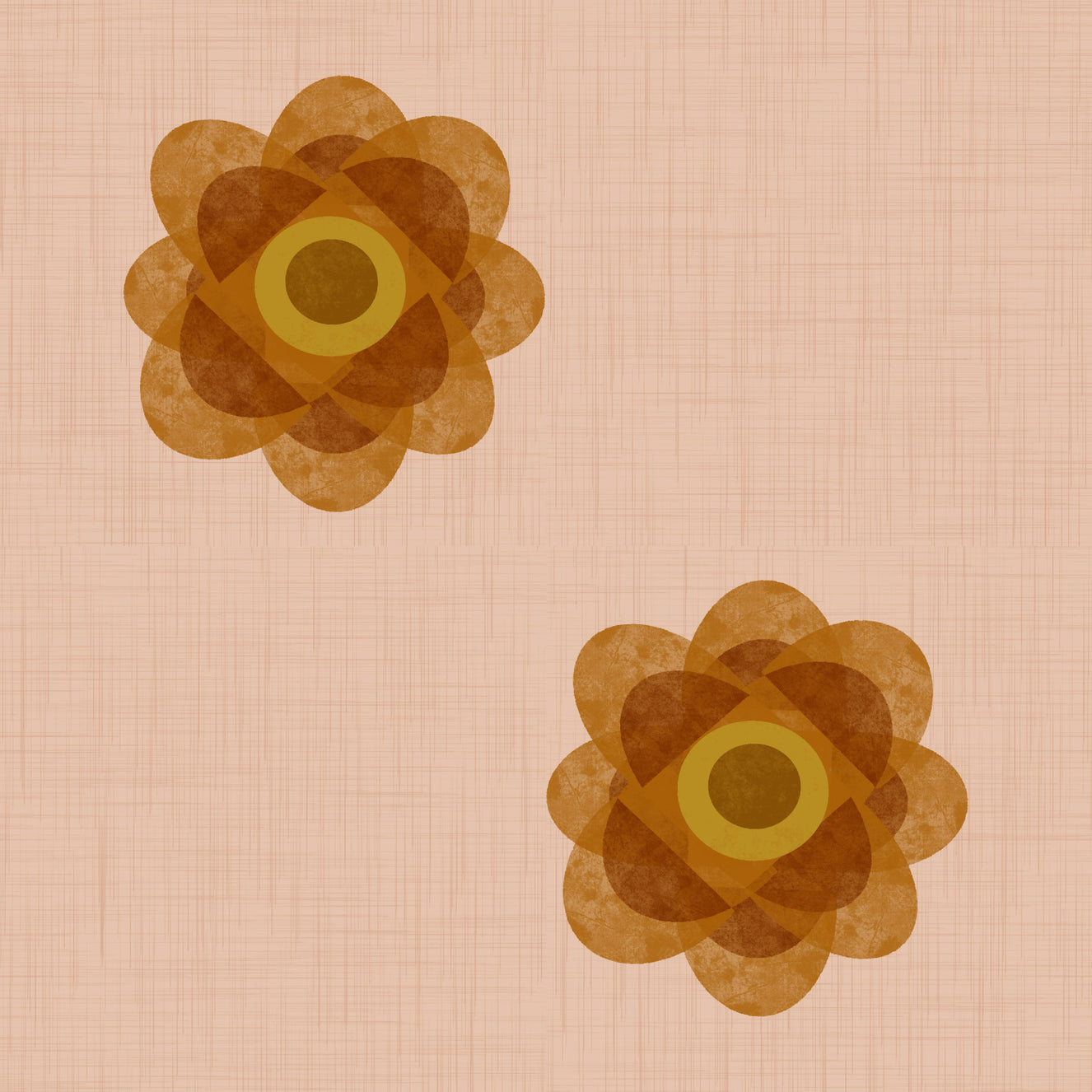 Japandi Bloom - Blush Petal Minimal Orange Floral Wallpaper⁠