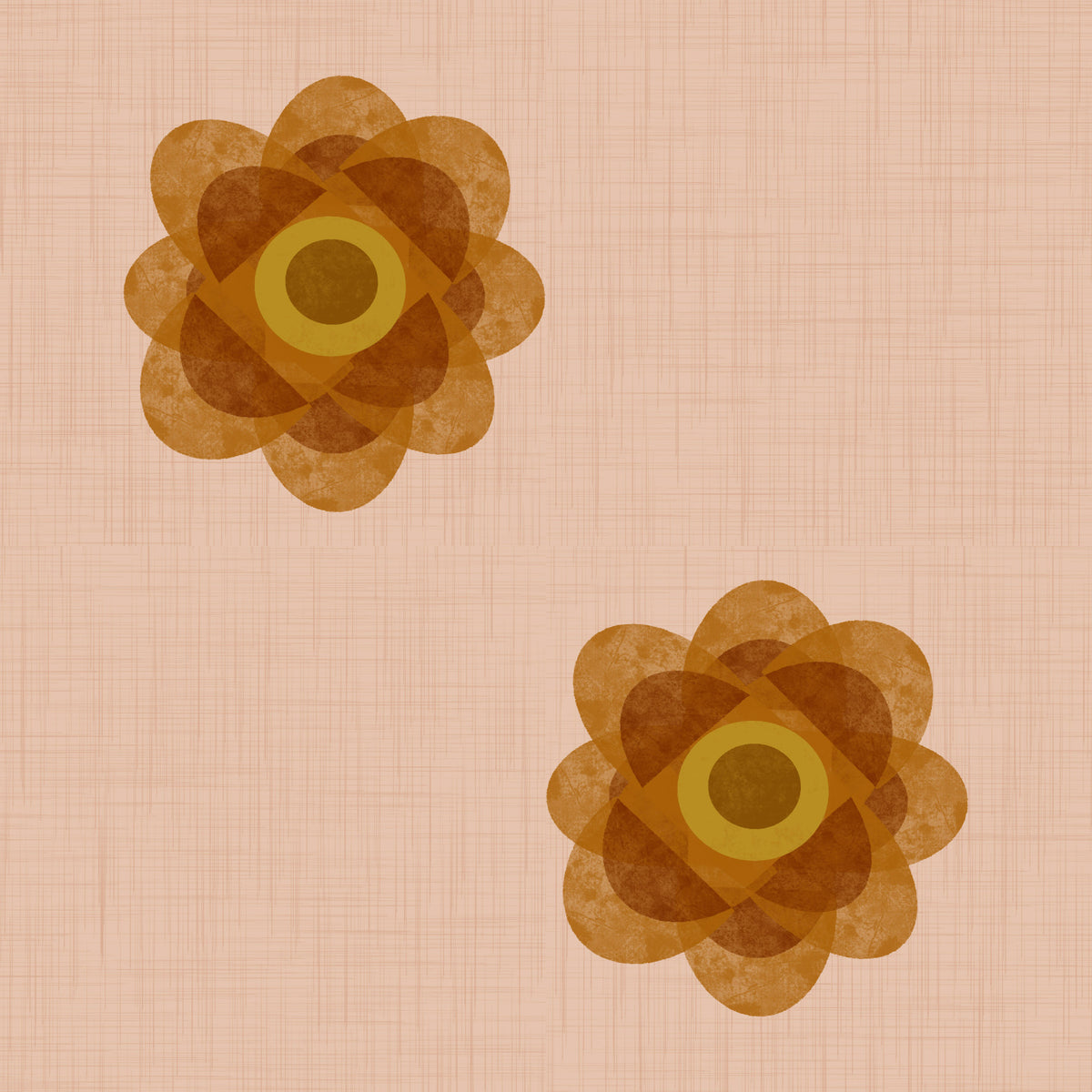 Japandi Bloom - Blush Petal Minimal Orange Floral Wallpaper⁠
