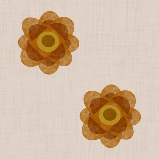 Japandi Bloom - Soft Linen Minimal Orange Floral Wallpaper⁠