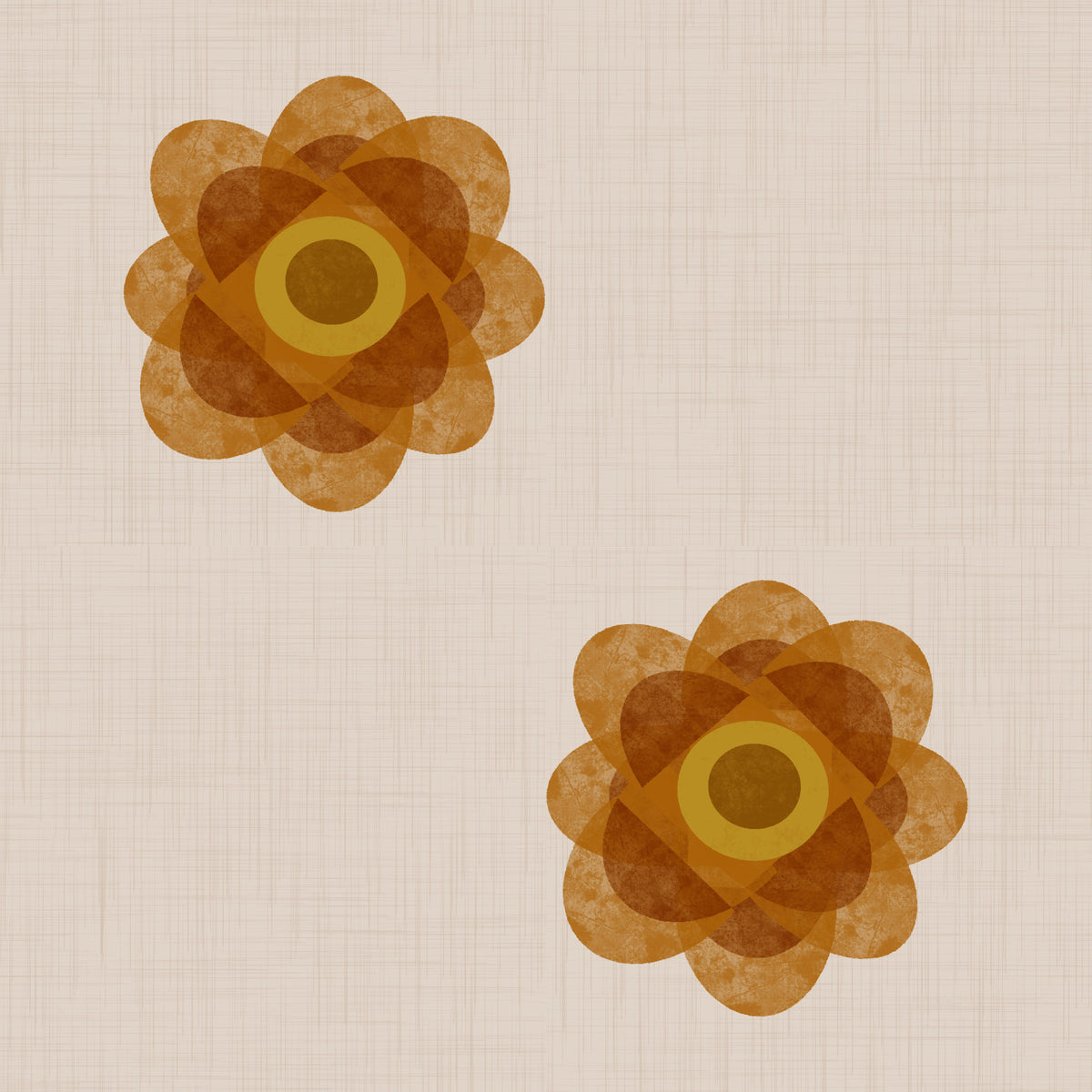 Japandi Bloom - Soft Linen Minimal Orange Floral Wallpaper⁠