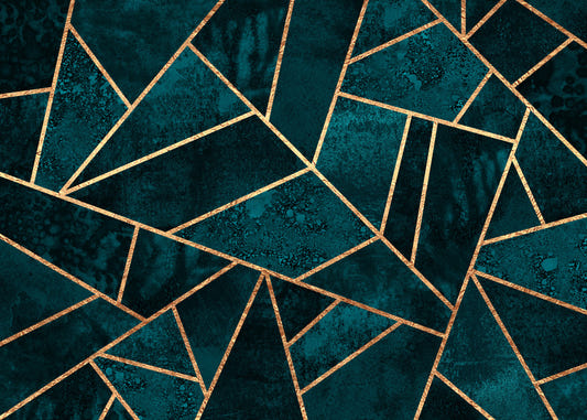 Emerald & Gold Facets Wall Mural