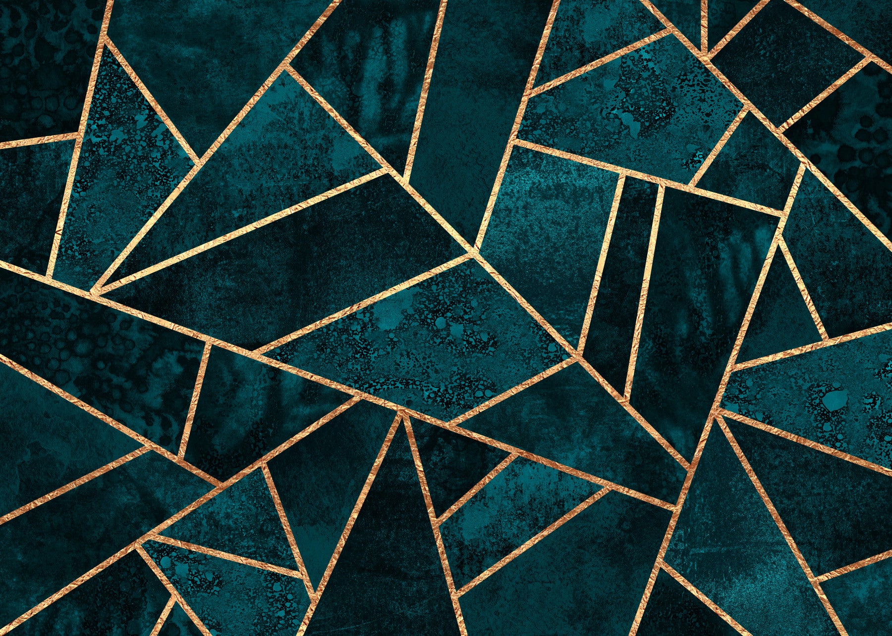 Emerald & Gold Facets Wall Mural