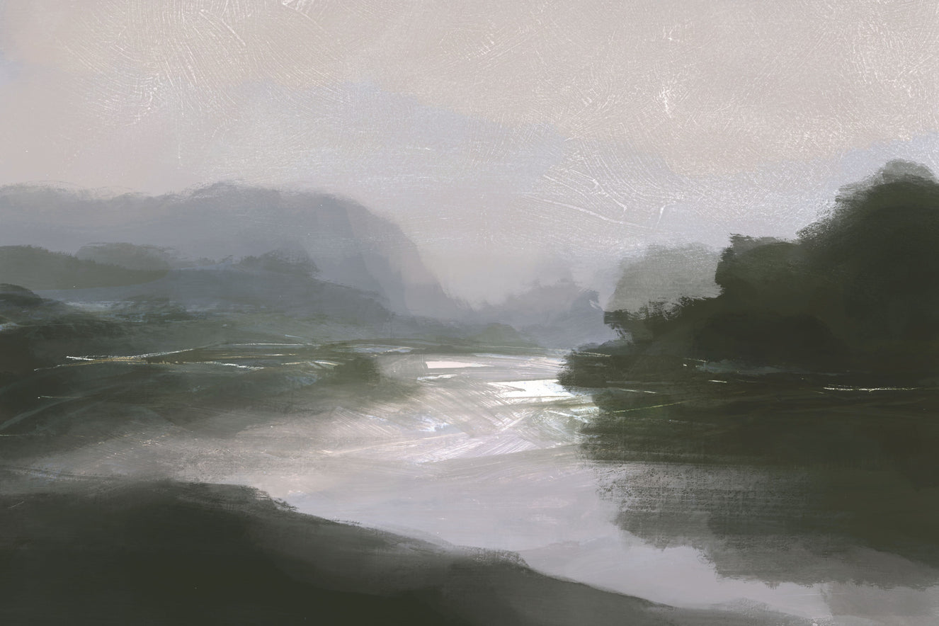 Misty River Scape Wall Mural -2926925