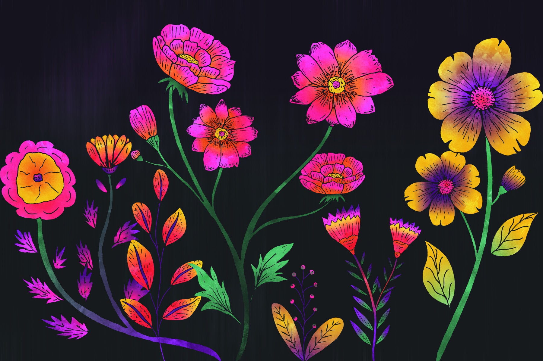 Luminous Floral Whispers Wall Mural