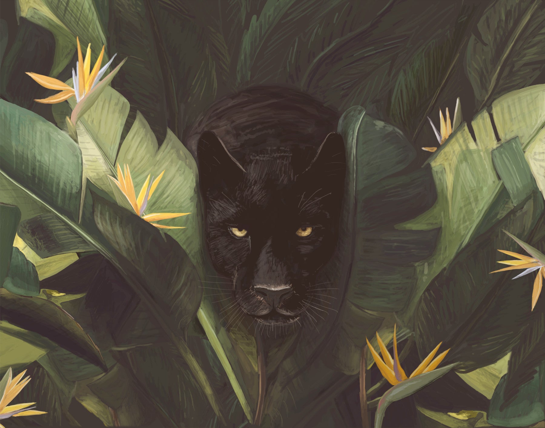 Jungle Noir Hidden Gaze Wall Mural -2489655