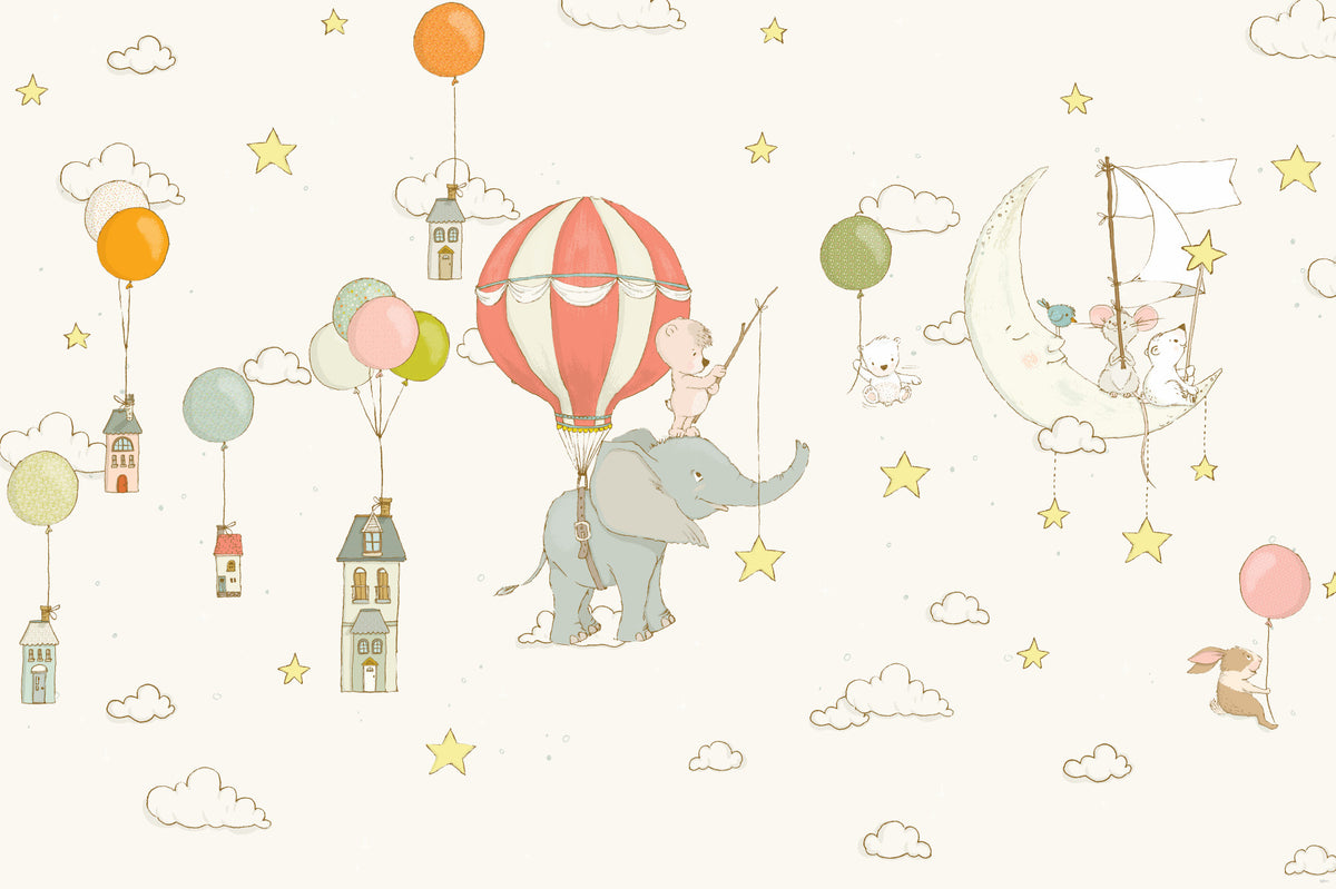 Moonlight Balloon Flight Wall Mural -2759472
